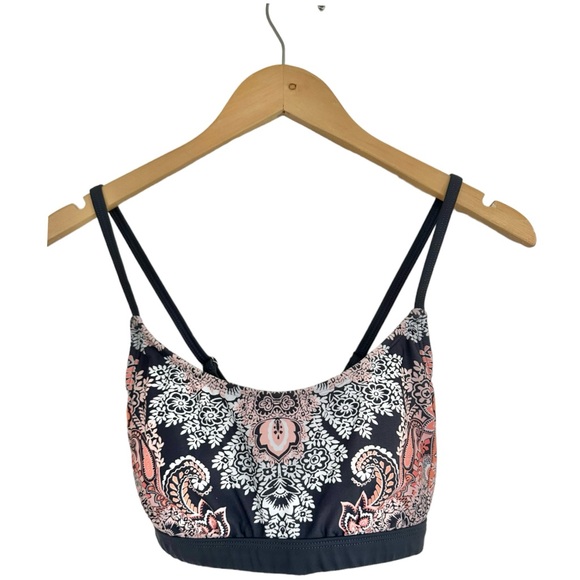 Kona Sol Women's Paisley Bralette Bikini Top Gray Pink Adjustable Straps Medium - Picture 6 of 15